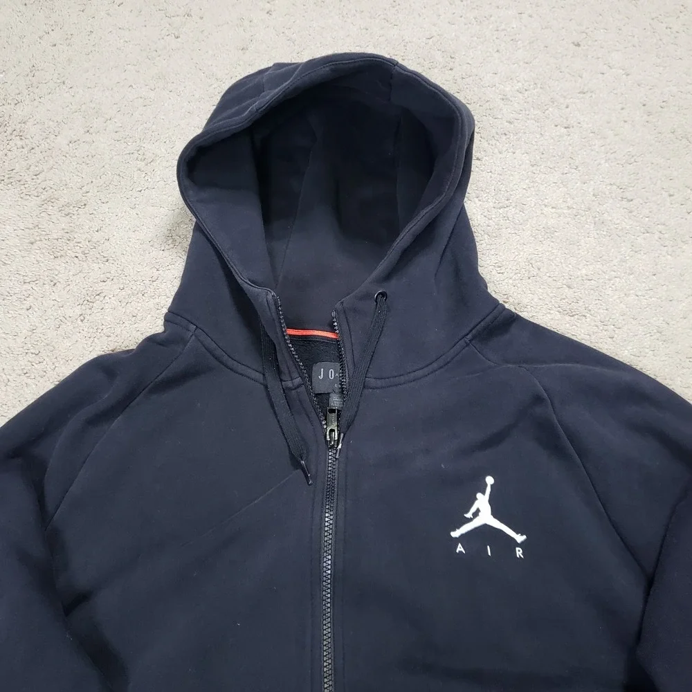 Air Jordan Hoodie Mens XL Black White Jumpman Logo Basic Fleece Pullover Pockets